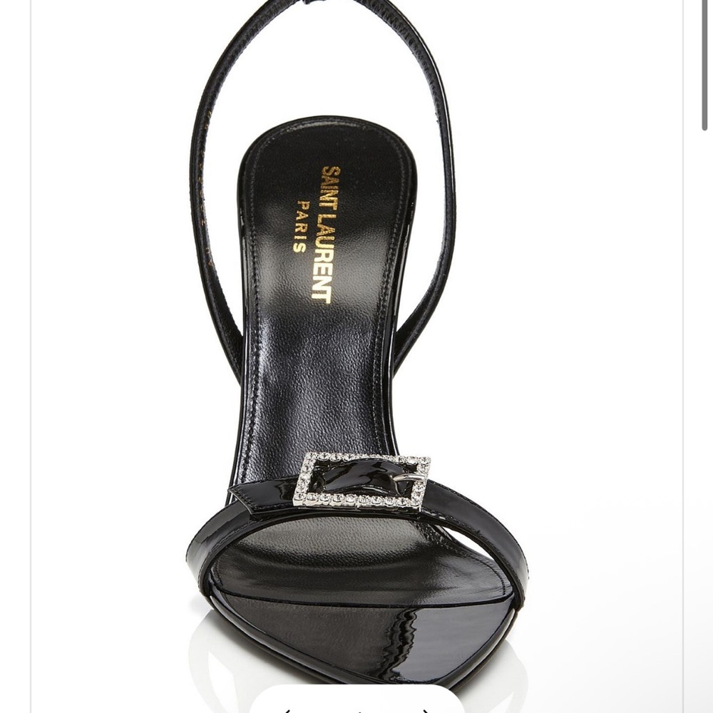 Saint Laurent Glossy Black Heels with Buckle - Picture 3 of 6